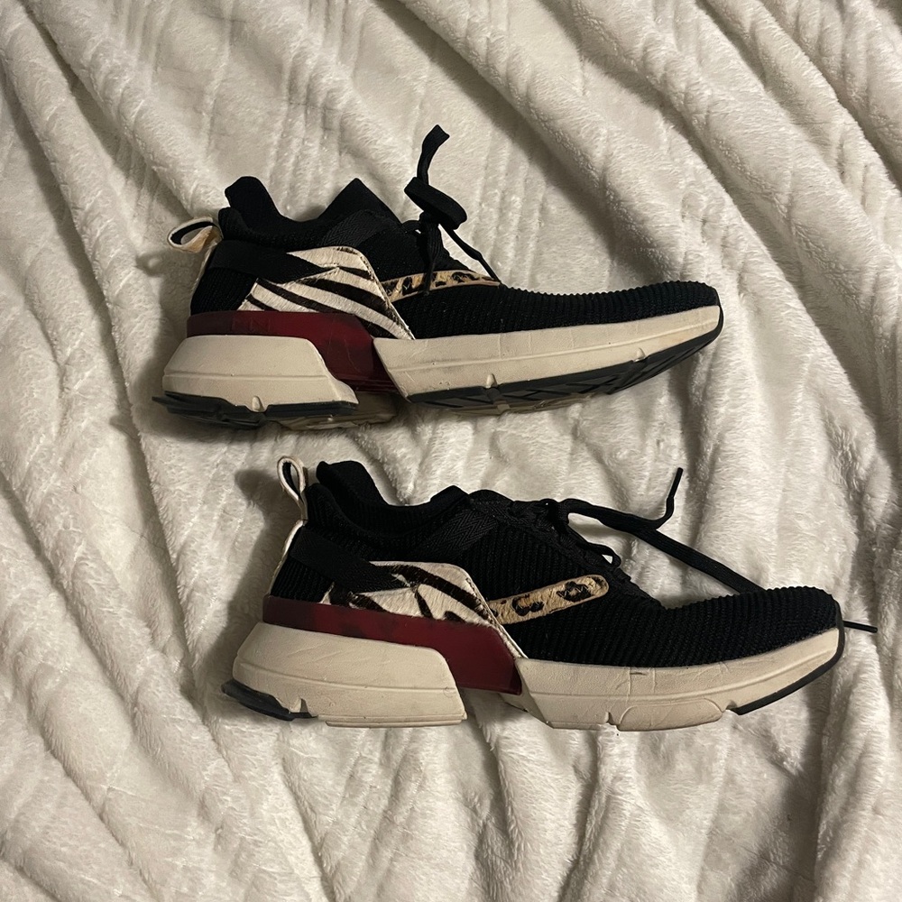 Mark Nason Black Cream & Animal Print Sneakers
